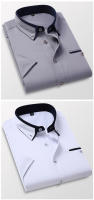 Caumanl-camisa de negocios para hombre, camisa de manga corta con botones, cuello vuelto, informal, ropa de verano, talla europea - details 5