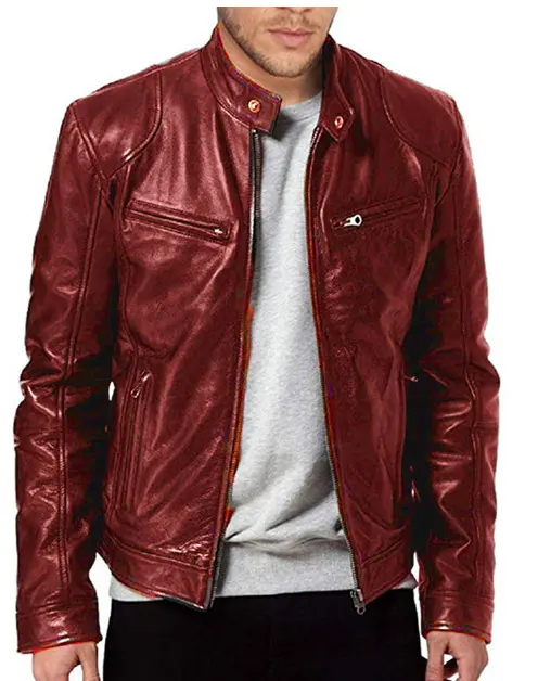 Cárdigan cálido con cremallera de negocios de invierno, chaqueta con cuello colgante de cuero - 1