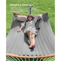 Hamaca Doble Tapizada Hamaca de Jardín con Barras Curvas de Bambú Separables - details 10