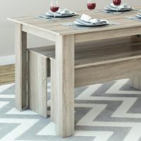 Mesa de comedor Sentio, antracita/roble dorado, 90 x 140 cm con 2 bancos - details 12