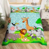 Juego de Ropa de Cama con Elefante y Flores para Bebé Animal de Dibujos Animados Lindo Cubierta de Edredón de Giraffe para Niñas y Niños - details 24