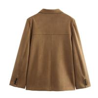 Chaqueta de mujer Chaquetas de dinero viejo Chaqueta de ante de cuero marrón Abrigo Chaqueta vintage de entretiempo Otoño Invierno Nuevo en prendas de vestir exteriores - details 2