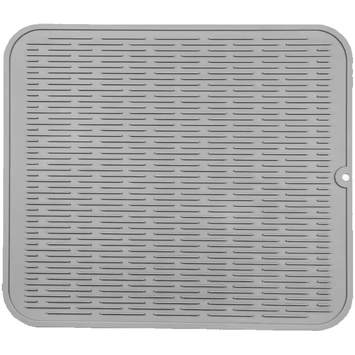 Alfombrilla de silicona para secar platos de varios usos, fácil de limpiar, ecológica, resistente al calor, para encimera de cocina o fregadero, forro para refrigerador o cajón gris XL 18 pulgadas x 16 pulgadas - 1