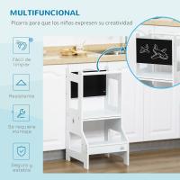 Taburete de Aprendizaje 2 en 1 Versátil para Niños Mayores de 3 Años Escritorio Convertible con Escritura y Barra de Seguridad 42x44x86 cm Gris - details 2