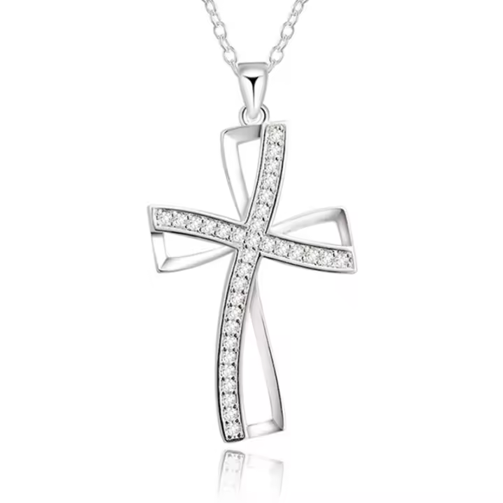 Collar con colgante de circonita con nudo de lazo de Plata de Ley 925, joyería fina - 1