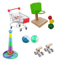 Juguetes de Entrenamiento para Pájaros 6Pcs Anillo de Empilhaje Mini Carro de Compras Patinetas Bola de Campana Mesa de Tricks para Pájaros Material de Madera Dangerous Goods Normales Producto Universal para Interior - details 0