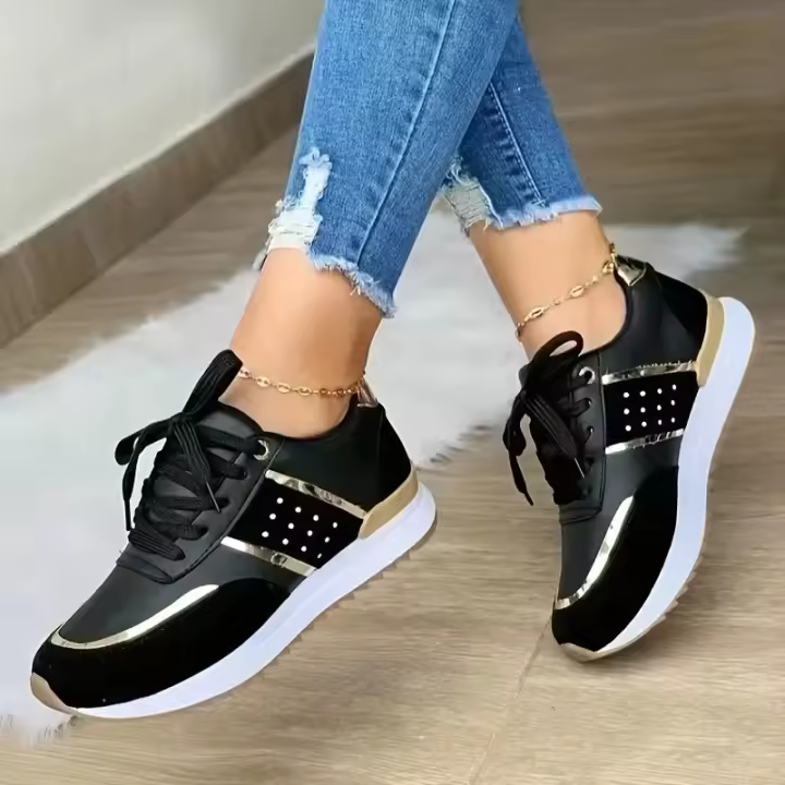Zapatillas deportivas de tenis para mujer, sin zapatos, cómodas, con plataforma, a la moda - 1