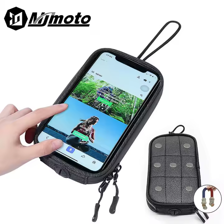 MJMOTO-bolsas para teléfono de navegación con tanque de combustible para motocicleta, bolsas impermeables para tanque de aceite de Motocross, bolsa para teléfono con pantalla táctil y imán fuerte de 7 Uds. - 1