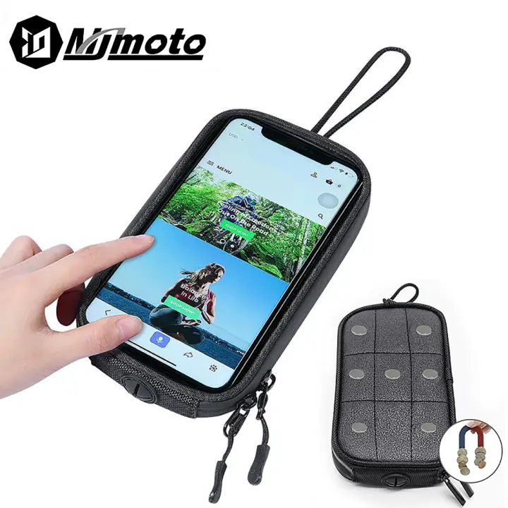 MJMOTO-bolsas para teléfono de navegación con tanque de combustible para motocicleta, bolsas impermeables para tanque de aceite de Motocross, bolsa para teléfono con pantalla táctil y imán fuerte de 7 Uds. - 1