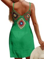 Vestido Vintage sin mangas con cuello en V para mujer, traje de baño recortado para playa y piscina, Verano - details 9