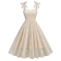 Vestido de Cintura Ajustado con Malla Bordada Retro 2024 Estilo Spaghetti Strap Vintage para Mujeres Ideal para Fiestas de Noche, Celebraciones y Cumpleaños - details 6