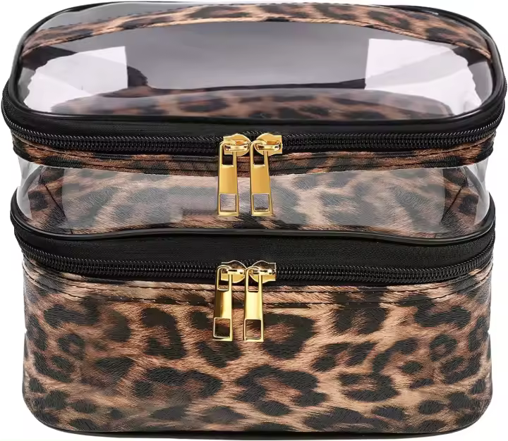 Neceser de viaje de gran capacidad, neceser portátil de doble capa con compartimento, bolsa de maquillaje para mujeres y niñas - 1