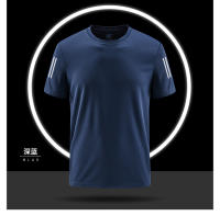 Verano de los hombres de hielo fresco tejido de manga corta tops fitness deportes transpirable fresco camiseta - details 15