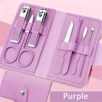 Cortauñas colorido de viaje profesional, juego de manicura, 7 piezas con bolsa de cuero, herramientas para el cuidado de uñas de acero inoxidable, Kit de aseo G - details 3
