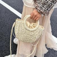 Bolso de playa de media luna de vid de hierba tejido a mano, bolso de hombro hueco de verano para mujer de gran capacidad - details 22