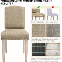 Juego de 4 sillas de comedor con respaldo alto, sillas de cocina, patas de madera maciza, diseño clásico, con botones bronceados, sillones y sillas para salón, asientos tapizados - details 47