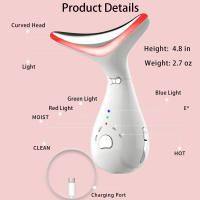 Terapia de luz roja para cara y cuello, Varita Facial ondulada, belleza elegante, dispositivo Facial multifuncional, plateado - details 6