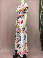 Vestido largo de playa para mujer, prenda ajustada con dobladillo grande, estampado de cuatro caras, novedad de primavera, 2024 - details 7
