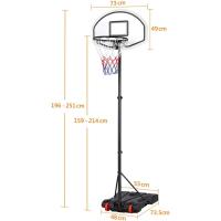 Baloncesto para Exteriores/Interiores Altura Ajustable 73 x 73,5 x (196-251) cm Tableros de Baloncesto con Ruedas para Niños y Adultos - details 5