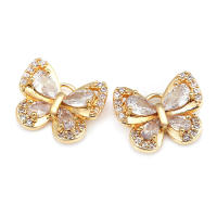 4 Uds. Colgantes de mariposa de latón y circonita de Color dorado de 18K, suministros para hacer joyas, collar, pendientes, accesorios para mujer - details 4