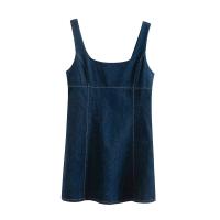 PB & ZA2025vestido con tirantes de mezclilla simple e informal versátil con tirantes anchos y cuello cuadrado Falda corta novedad de verano ropa de mujer - details 1
