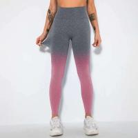 Malla de color degradado sin costuras para mujer, pantalones para correr Fiess con sandalia para realzar la cadera, pantalones de yoga de secado rápido - details 39