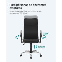Silla ergonómica para Sala de Reuniones, Asiento Giratorio, Asiento Acolchado, Regulable en Altura e inclinable, Capacidad de Carga 120 kg, Negro - details 6