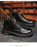 Nuevas botas cortas casuales, zapatos de herramientas negros retro americanos de alta gama para hombres - details 10