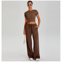Pantalones deportivos ligeros, sueltos, informales, de pierna ancha para mujer, deportes al aire libre, con cordón elástico - details 33