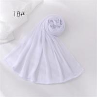 18 colores liso suave fino poliéster Hijabs mujeres largo musulmán chal bufanda turbante envolturas para la cabeza señora islámico 170*70Cm - details 27