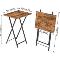 Mesa Auxiliar Plegable de 2, Mesa Lateral para Sofá, Escritorio Pequeño para Portátil, Mesa de TV Plegable pequeña, Estructura de Almacenamiento Fácil, Marrón Rústico y Negro EBF25BZ01 - details 2