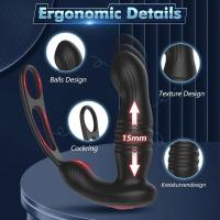 Empaque privado SEXY Vibrador Anal Telescópico Masajeador de Próstata Doble Anillo Juguetes Sexuales Hombres Gay Plug Anal Bluetooth APP Vibrador para Adultos - details 5