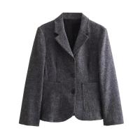Blazer de lana sintética texturizada para mujer, traje con solapa, chaqueta ajustada con una hilera de botones, falda tipo capa plisada de cintura alta, conjunto elegante de invierno - details 12