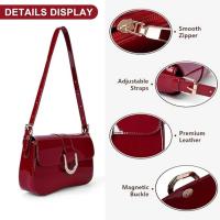 Bolso cruzado retro para mujer Bolso de mano sólido de lujo con correa y solapa, bolso rojo para axila - details 11