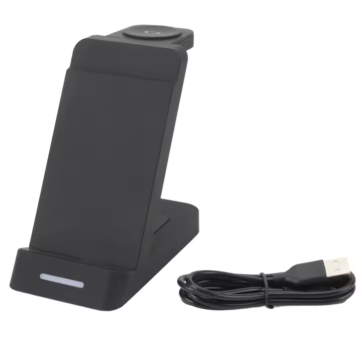 Estación de Carga Plegable Viajera 3-en-1 Cargador Multiple para Teléfono Móvil, Reloj, Auriculares - 1