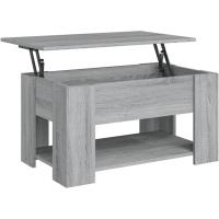 Mesa de centro, mesa auxiliar, consola lateral, salón, sofá, sala de estar, cafetería, muebles, mobiliario, madera contrachapada blanca, 79x49x41 cm - details 23