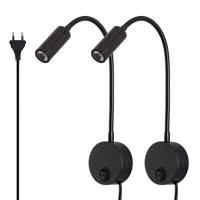 Lámpara LED de pared para cabecera de cama, candelabros de pared para lectura y trabajo de máquina de 4000 V, color negro, 3W, 110 K, 240-220V, 2 unidades por lote - details 0