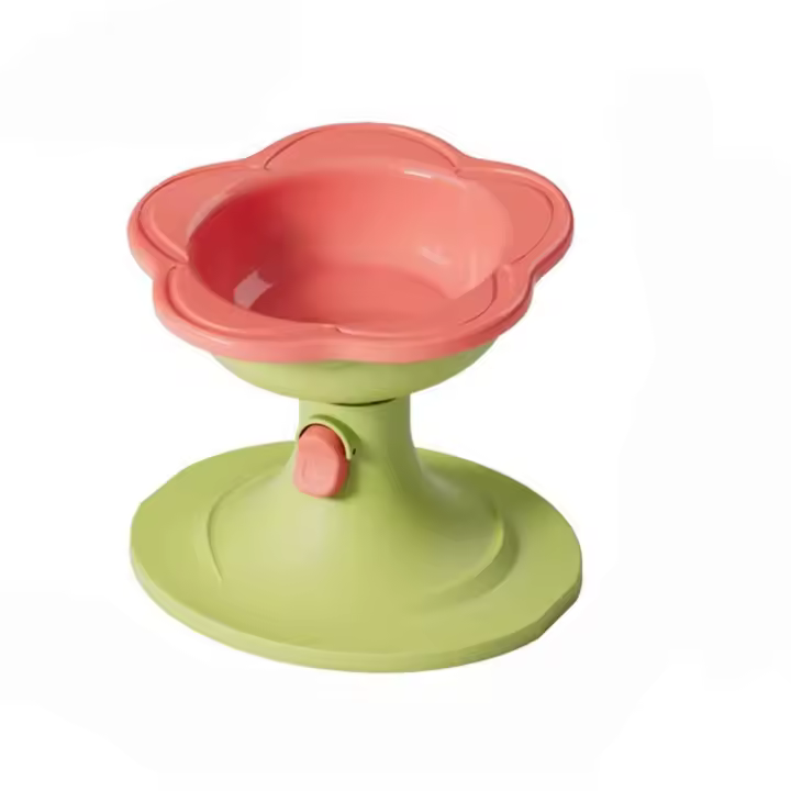 Cuenco de cerámica con forma de flor para gato, altura ajustable, protección del cuello, base alta para mascotas, gran capacidad, ángulo inclinado - 1