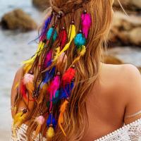 Diadema de plumas con borlas a la moda, tocado ajustable de estilo bohemio, disfraz étnico, diadema india de arcoíris, boda de novia - details 7