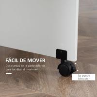 Mesa de Comedor Plegable Mesa de Madera con 2 Solapas 2 Estantes de Almacenaje y Ruedas para Cocina 75x140x74 cm Blanco - details 5