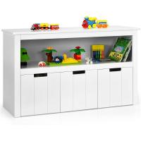 Madera con ruedas y cubos para juguetes de niños, amplio espacio, organizador duradero para - details 0