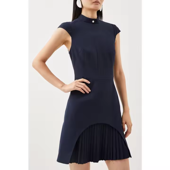 Vestido elegante sin mangas con cuello redondo y flecos ajustado para fiesta o noche. - 1
