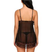 Picardías de encaje para mujer, camisón de malla con cuello en V profundo sin mangas, Sexy, exótico, caliente - details 3
