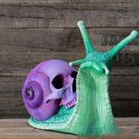 Escultura de Calavera de Caracol Decoración Gótica Estatua de Caracol para Jardín Figura de Halloween Adorno de Escritorio Artesanía de Resina DIY - details 7