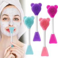 Cepillo de mascarilla Facial de doble cabeza, aplicadora de silicona, espátula, palo agitador, cuidado de la piel, herra - details 0