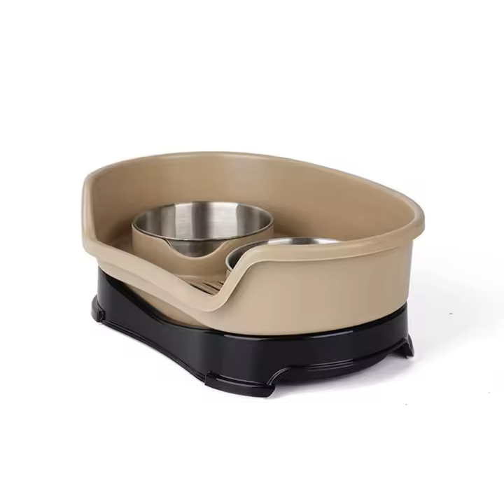 Cuenco para perros de acero inoxidable con deflector, antideslizante, para comer y beber, cuenco de agua, extraíble a prueba de desorden - 1