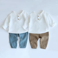 Conjunto de ropa de primavera para bebé, ropa de algodón orgánico suave, Top de manga larga y pantalón, 2 piezas - details 0