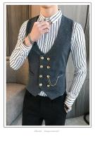 2025 último estilo doble botonadura hombres traje chaleco botón dorado Slim Fit Formal novio boda chaleco ropa de calle chaleco sin mangas chaqueta - details 13
