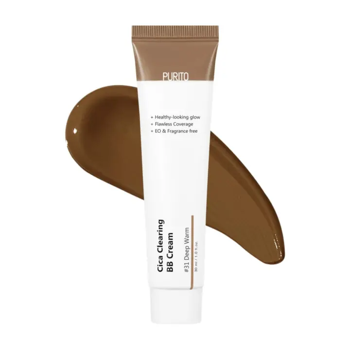 PURITO Cica Crema BB Limpiadora # 31 Deep Warm 1 fl.oz / 30ml, crema bb vegana, base, libre de crueldad - 1