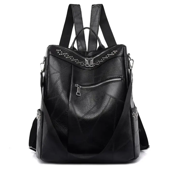 Versión coreana de la mochila de moda versátil tendencia mochila de cuero suave de pu de gran capacidad bolso de doble propósito - 1